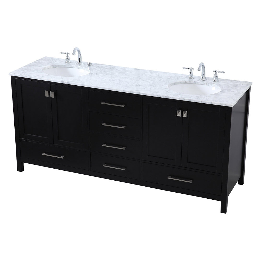 Elegant Bathroom Vanity - Black, L 72" (VF18972DBK)