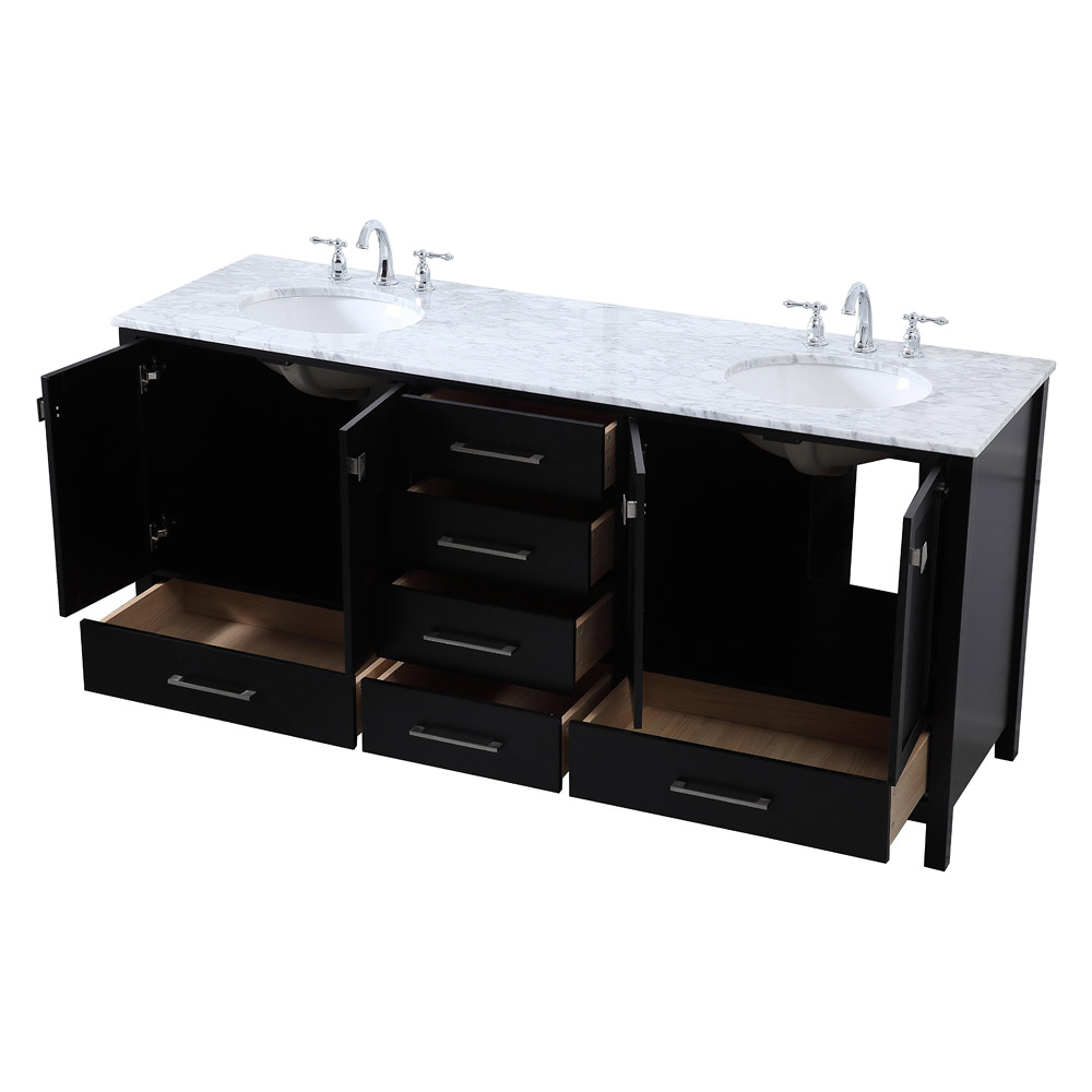 Elegant Bathroom Vanity - Black, L 72" (VF18972DBK)