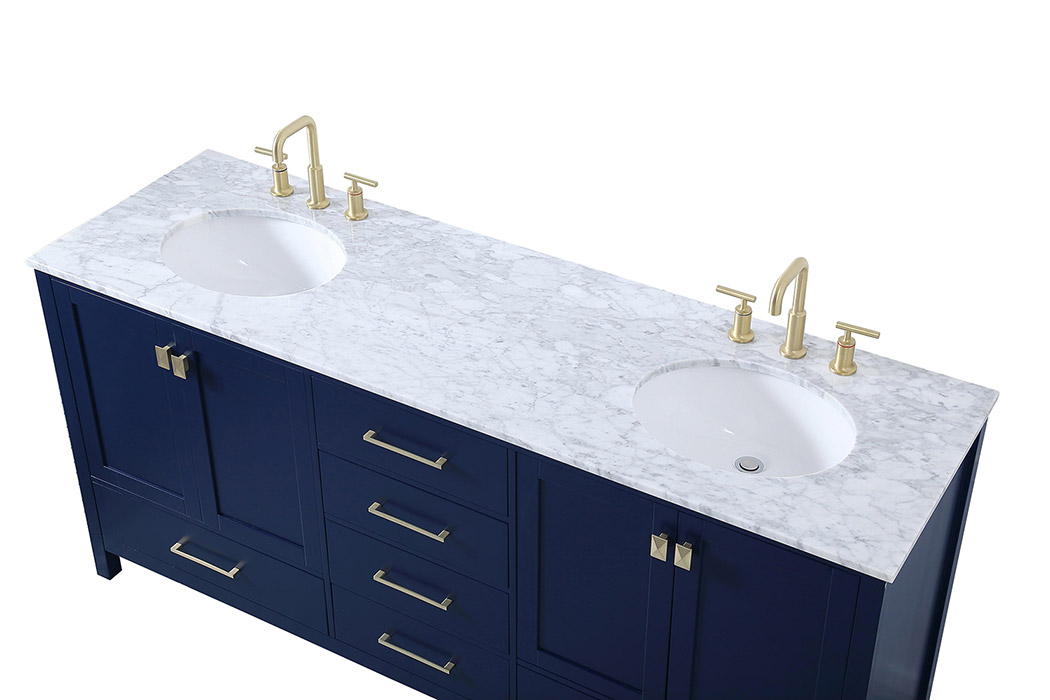 Elegant Bathroom Vanity - Blue, L 72" (VF18972DBL)