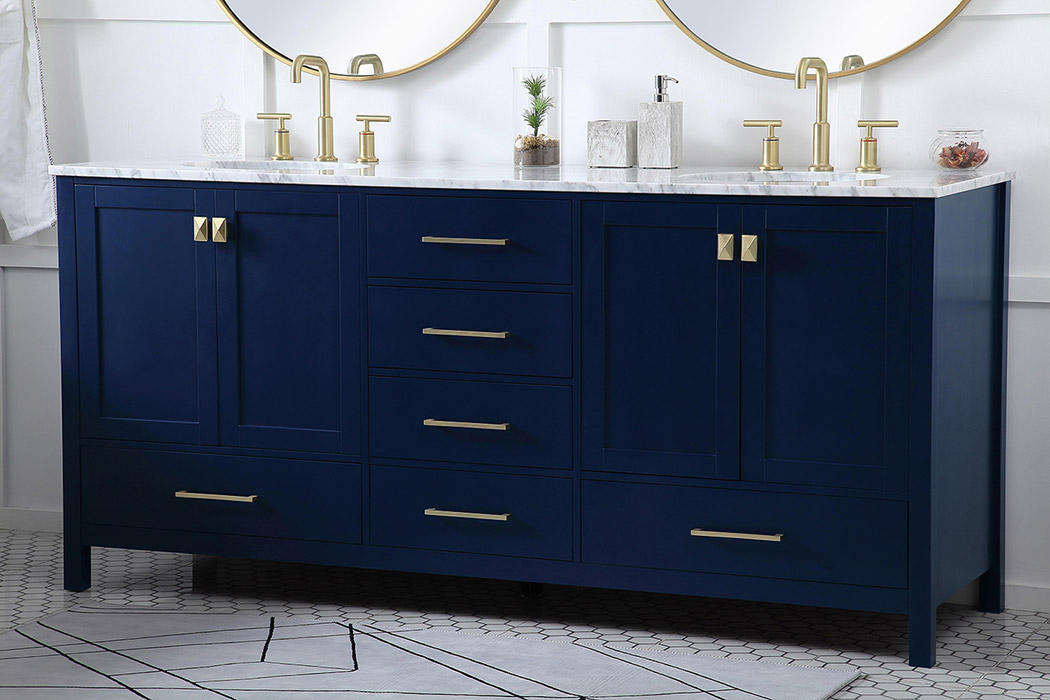 Elegant Bathroom Vanity - Blue, L 72" (VF18972DBL)