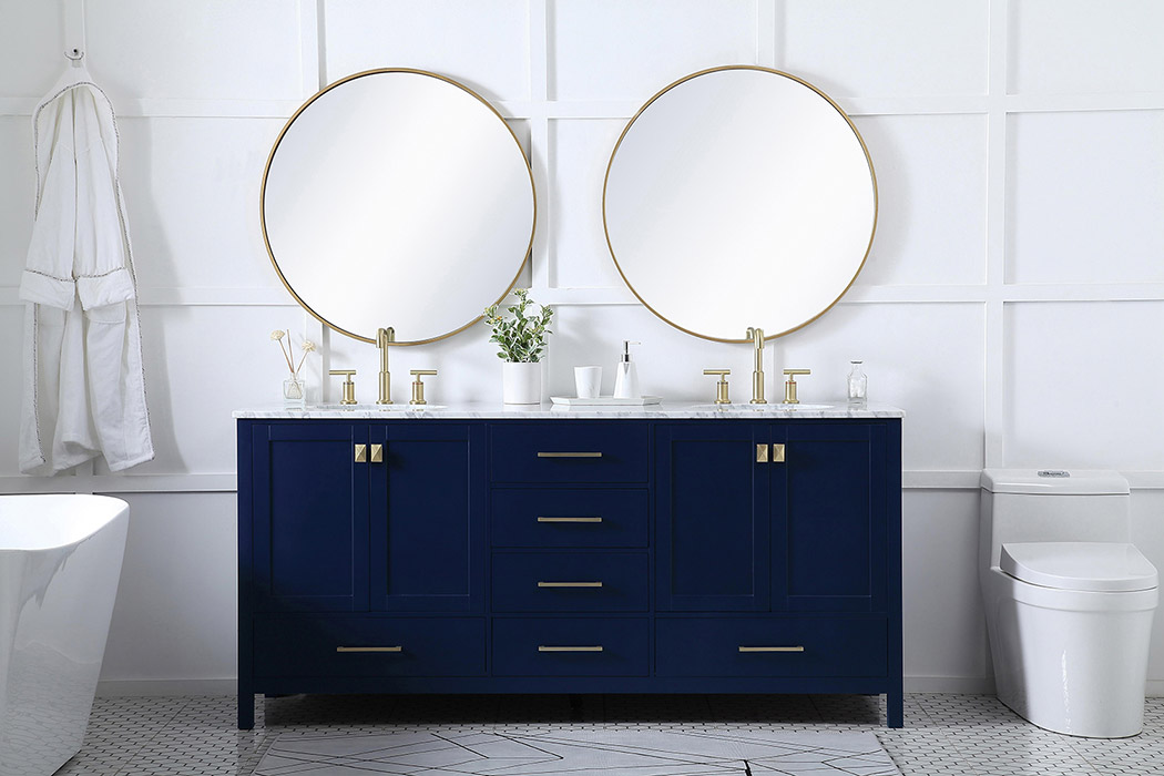 Elegant Bathroom Vanity - Blue, L 72" (VF18972DBL)