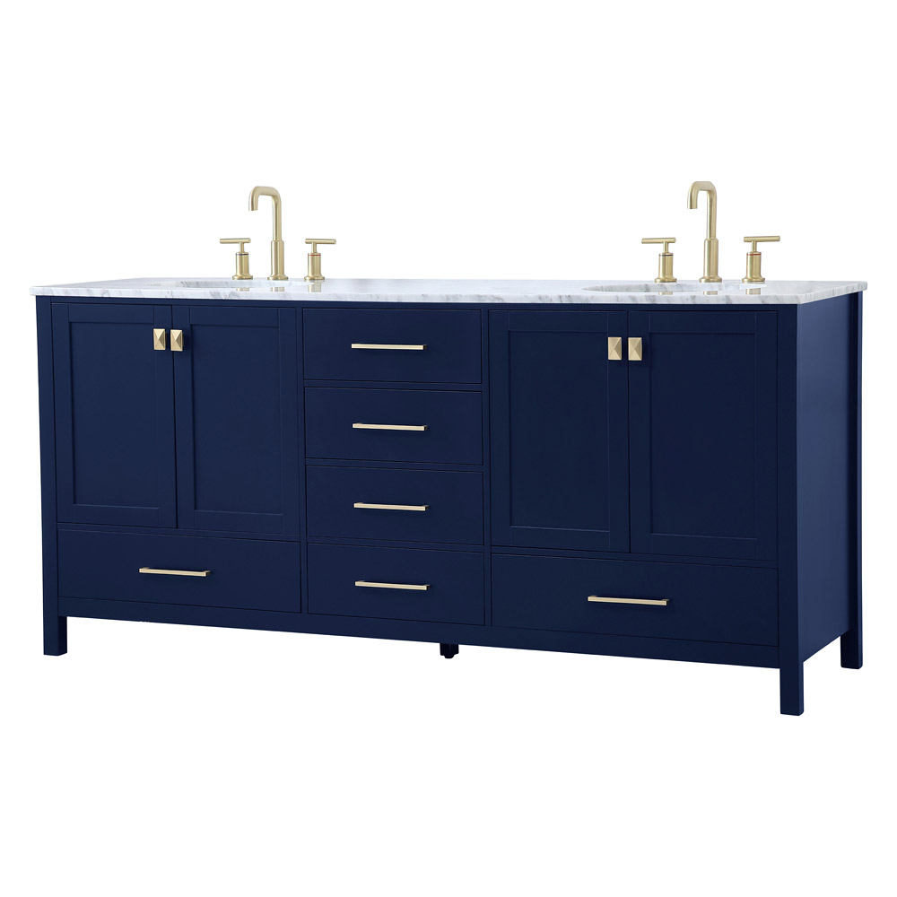 Elegant Bathroom Vanity - Blue, L 72" (VF18972DBL)