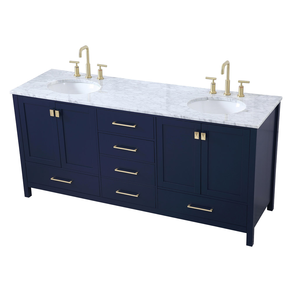 Elegant Bathroom Vanity - Blue, L 72" (VF18972DBL)