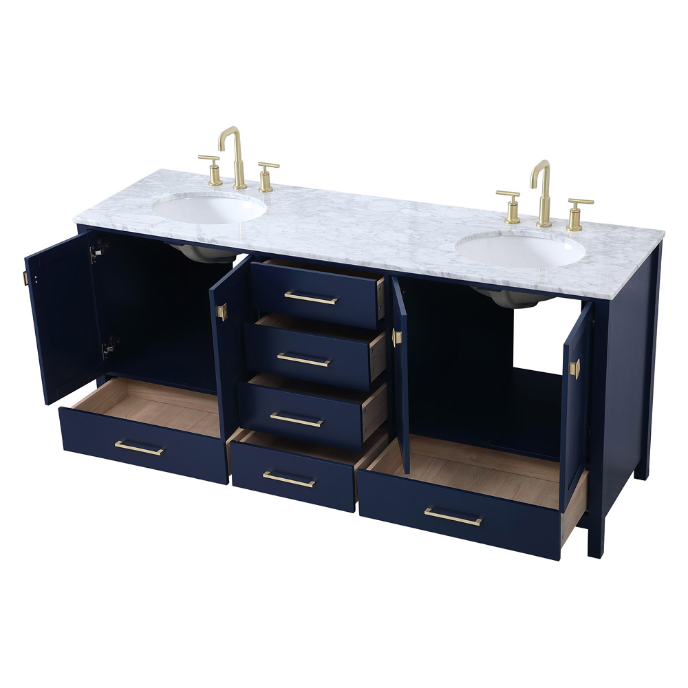 Elegant Bathroom Vanity - Blue, L 72" (VF18972DBL)