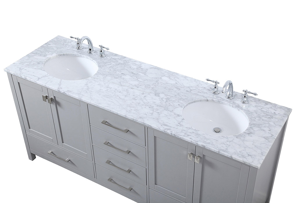 Elegant Bathroom Vanity - Gray, L 72" (VF18972DGR)