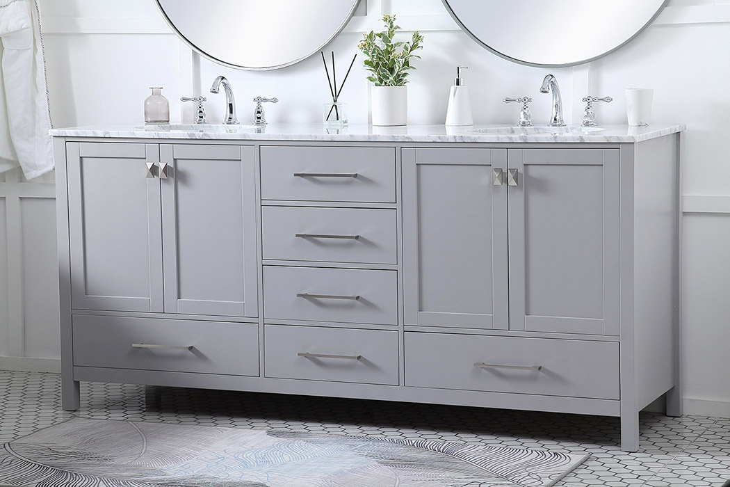 Elegant Bathroom Vanity - Gray, L 72" (VF18972DGR)