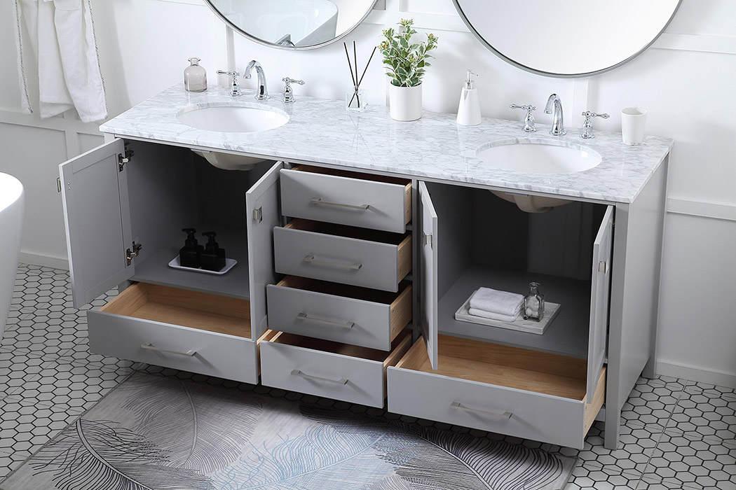 Elegant Bathroom Vanity - Gray, L 72" (VF18972DGR)