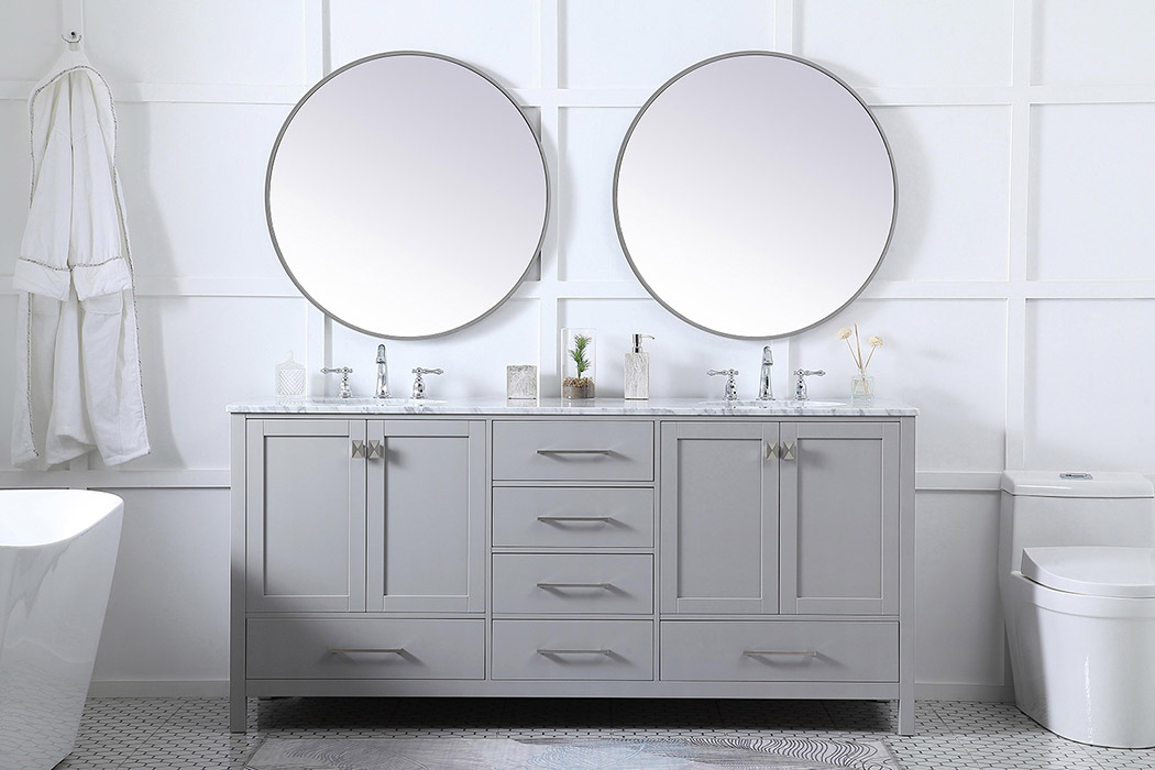 Elegant Bathroom Vanity - Gray, L 72" (VF18972DGR)