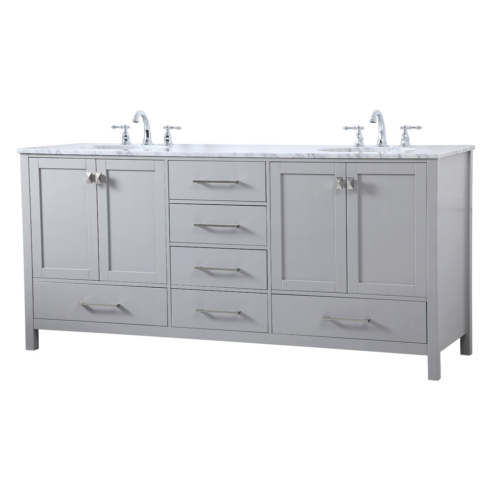 Elegant Bathroom Vanity - Gray, L 72" (VF18972DGR)