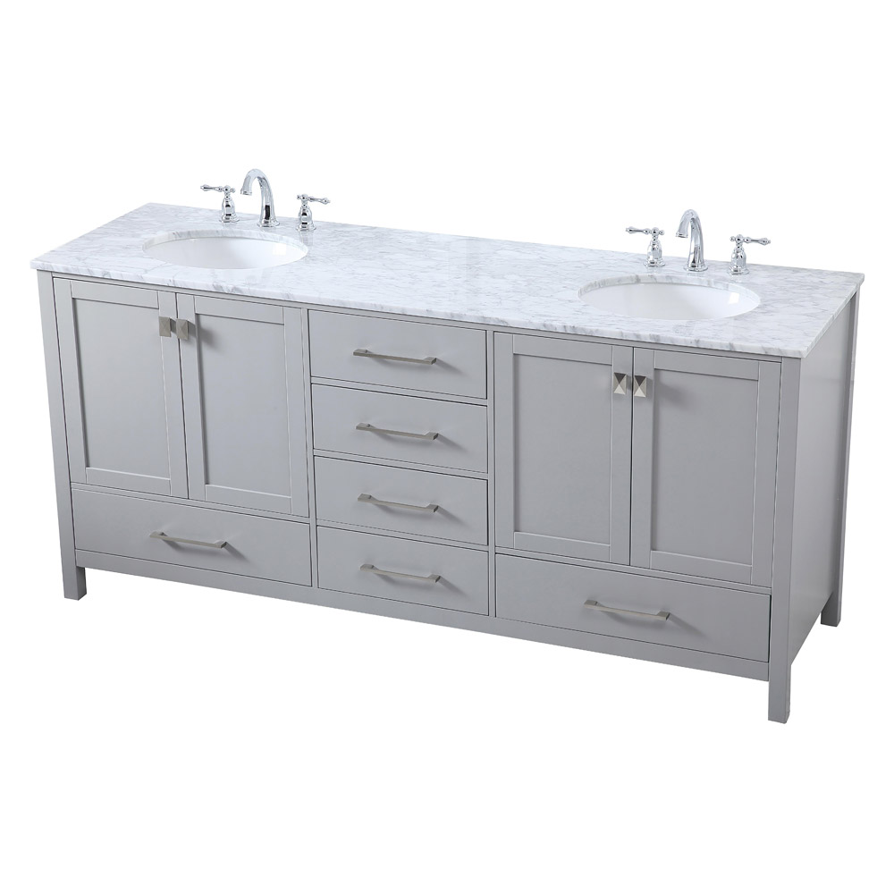 Elegant Bathroom Vanity - Gray, L 72" (VF18972DGR)