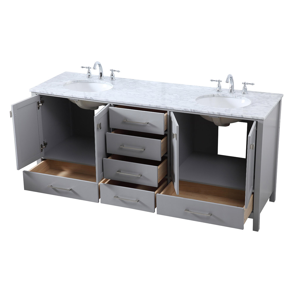 Elegant Bathroom Vanity - Gray, L 72" (VF18972DGR)