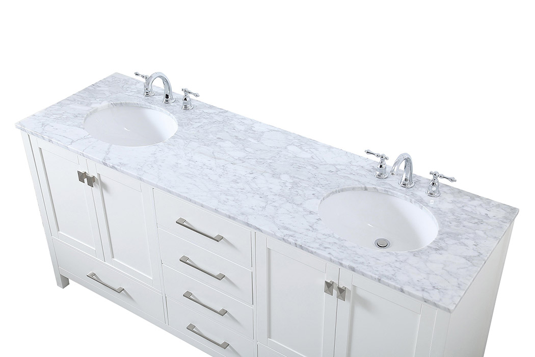 Elegant Bathroom Vanity - White, L 72" (VF18972DWH)