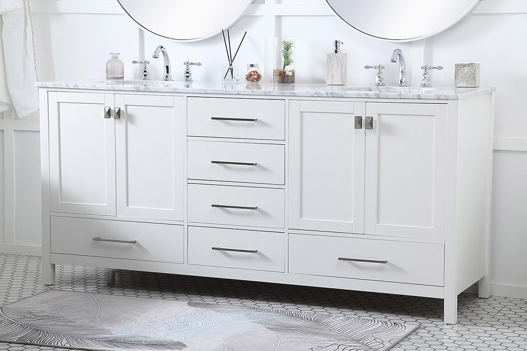 Elegant Bathroom Vanity - White, L 72" (VF18972DWH)