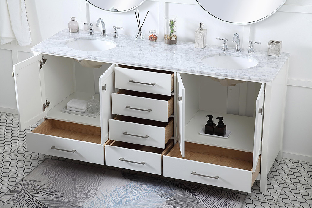 Elegant Bathroom Vanity - White, L 72" (VF18972DWH)