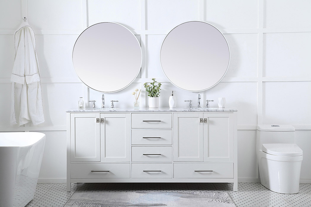 Elegant Bathroom Vanity - White, L 72" (VF18972DWH)