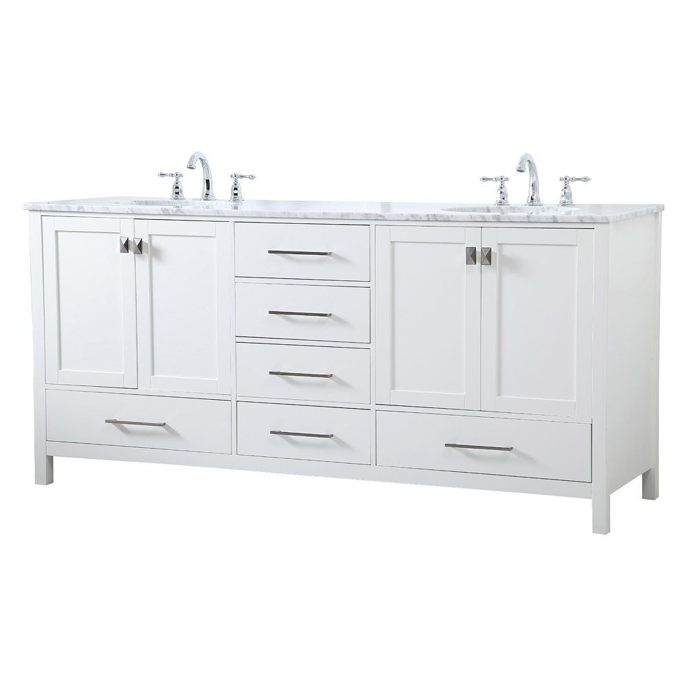 Elegant Bathroom Vanity - White, L 72" (VF18972DWH)