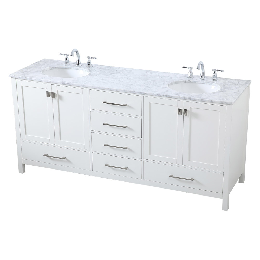 Elegant Bathroom Vanity - White, L 72" (VF18972DWH)