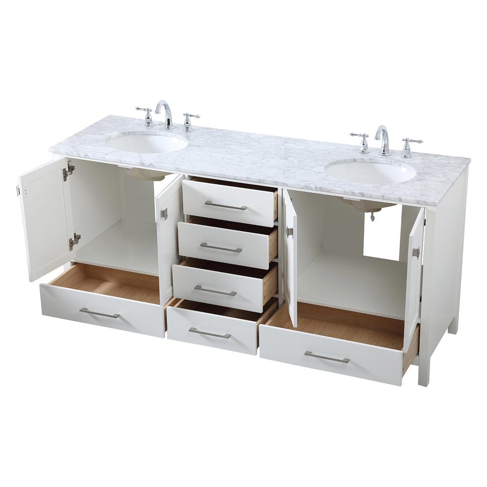 Elegant Bathroom Vanity - White, L 72" (VF18972DWH)