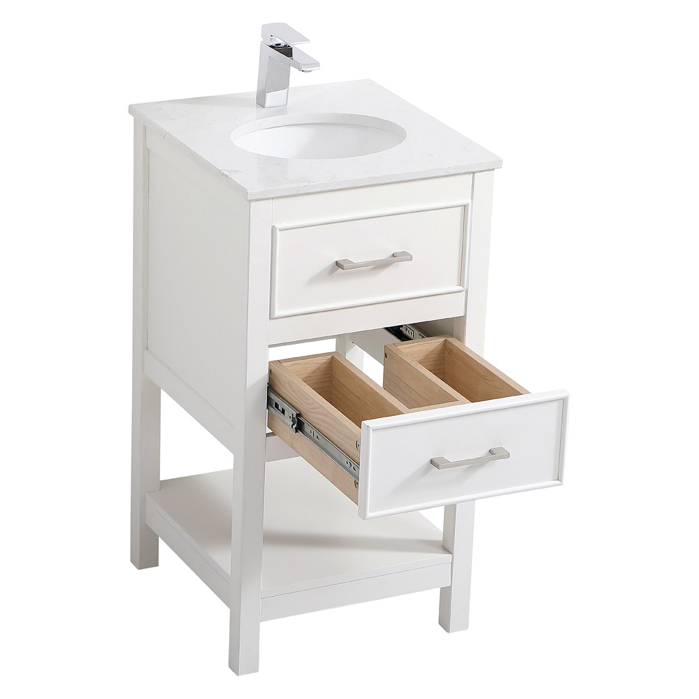 Elegant Bathroom Vanity - White, L 18" (VF19018WH)