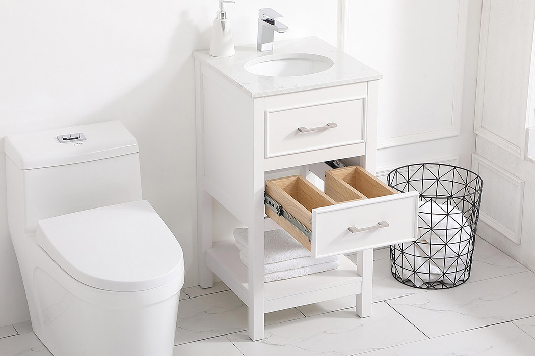 Elegant Bathroom Vanity - White, L 18" (VF19018WH)