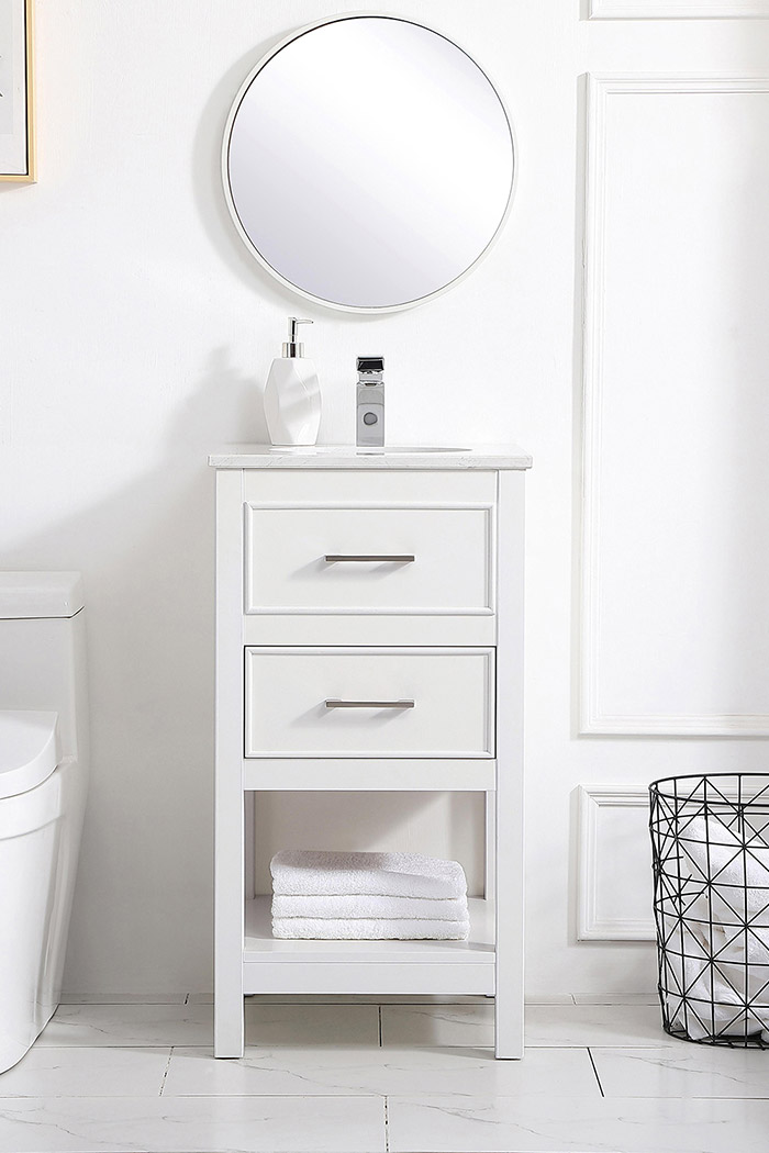 Elegant Bathroom Vanity - White, L 18" (VF19018WH)