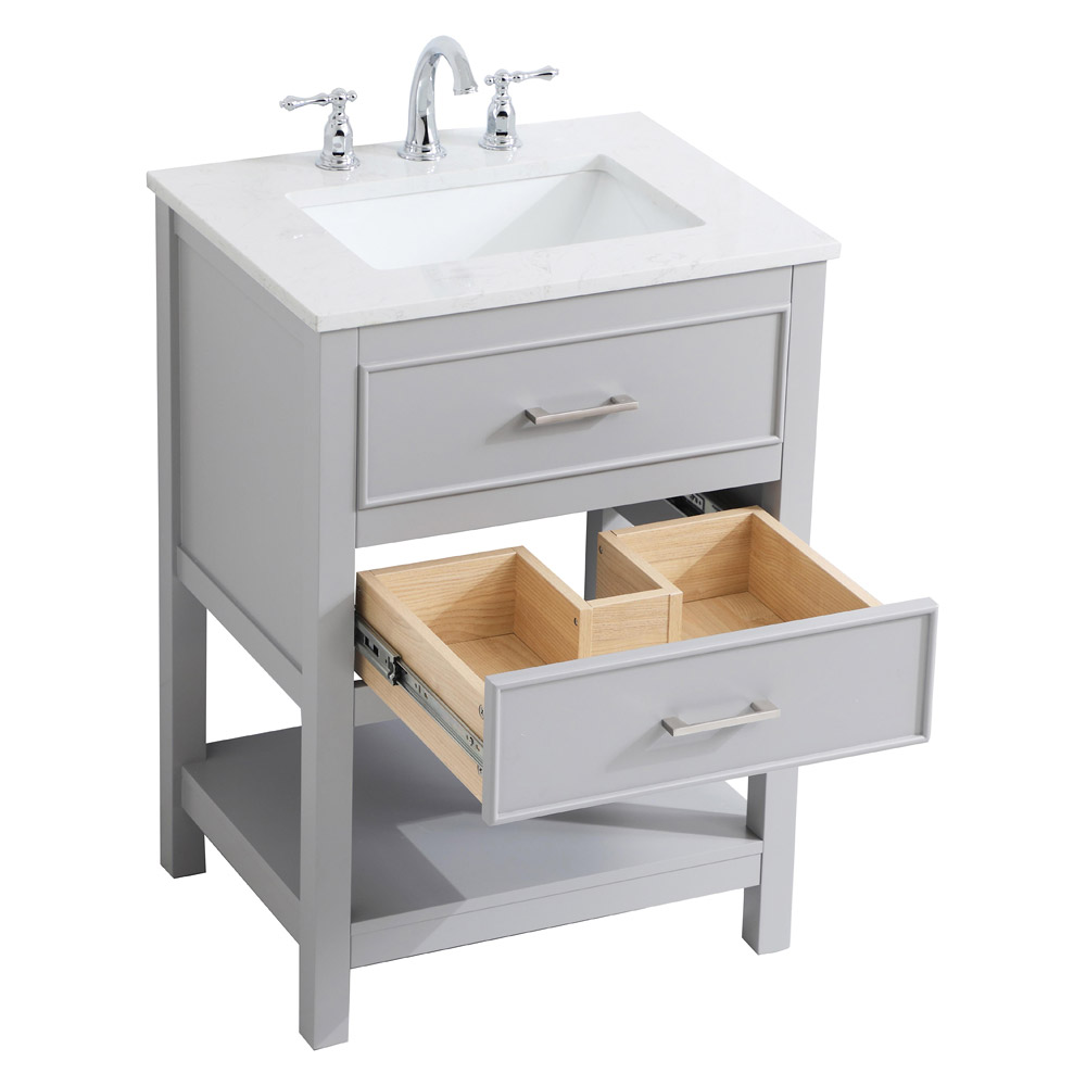 Elegant Bathroom Vanity - Gray, L 24" (VF19024GR)