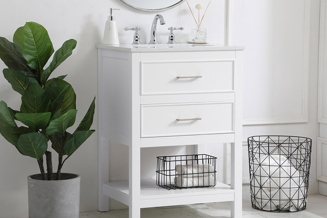 Elegant Bathroom Vanity - White, L 24" (VF19024WH)