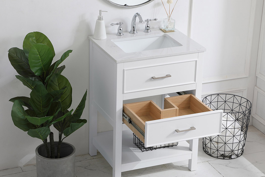 Elegant Bathroom Vanity - White, L 24" (VF19024WH)