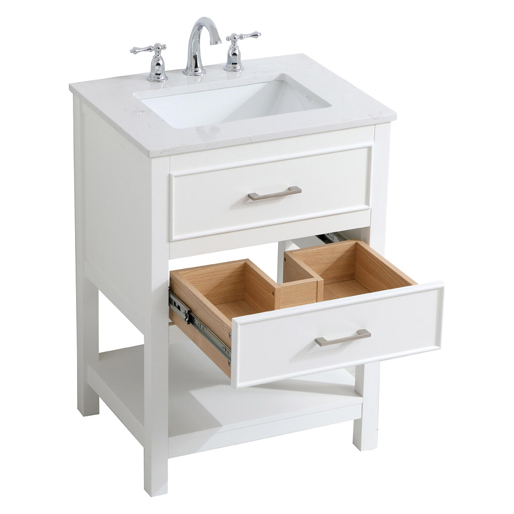 Elegant Bathroom Vanity - White, L 24" (VF19024WH)