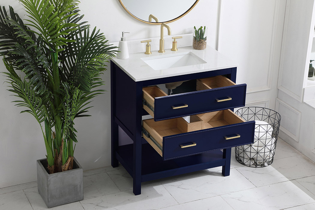 Elegant Bathroom Vanity - Blue (VF19030BL-BS)