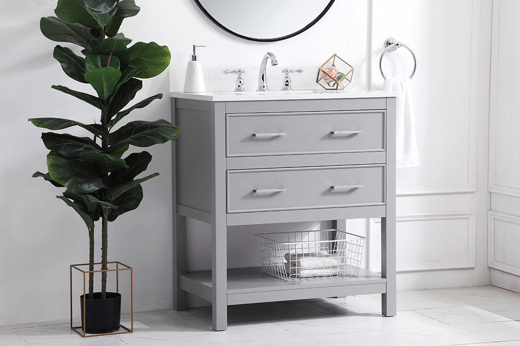 Elegant Bathroom Vanity - Gray (VF19030GR-BS)