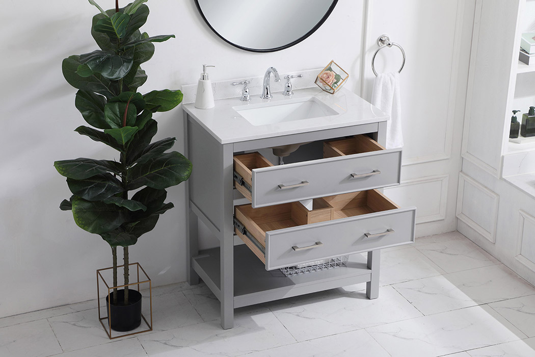 Elegant Bathroom Vanity - Gray (VF19030GR-BS)