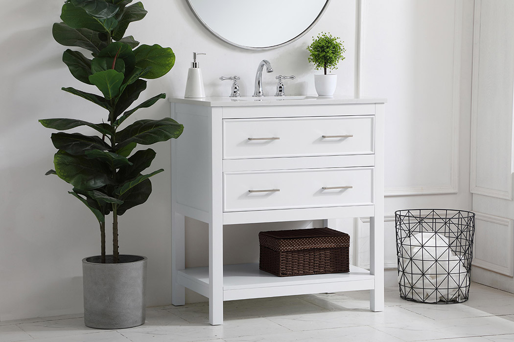 Elegant Bathroom Vanity - White (VF19030WH)