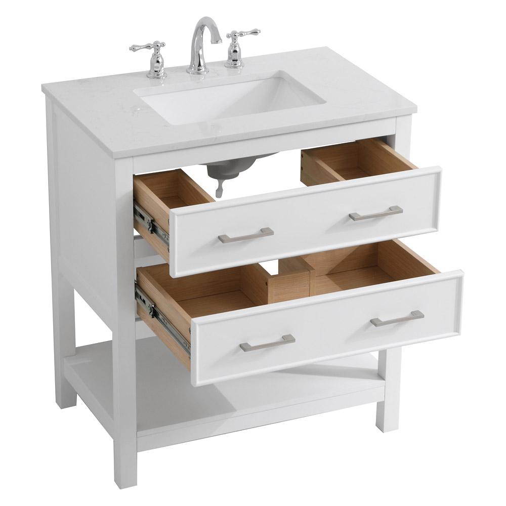 Elegant Bathroom Vanity - White (VF19030WH)