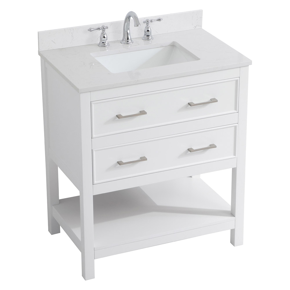 Elegant Bathroom Vanity - White (VF19030WH-BS)