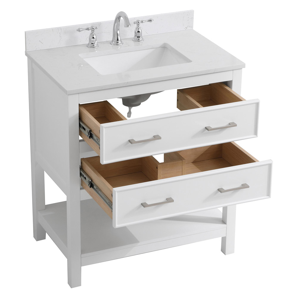 Elegant Bathroom Vanity - White (VF19030WH-BS)