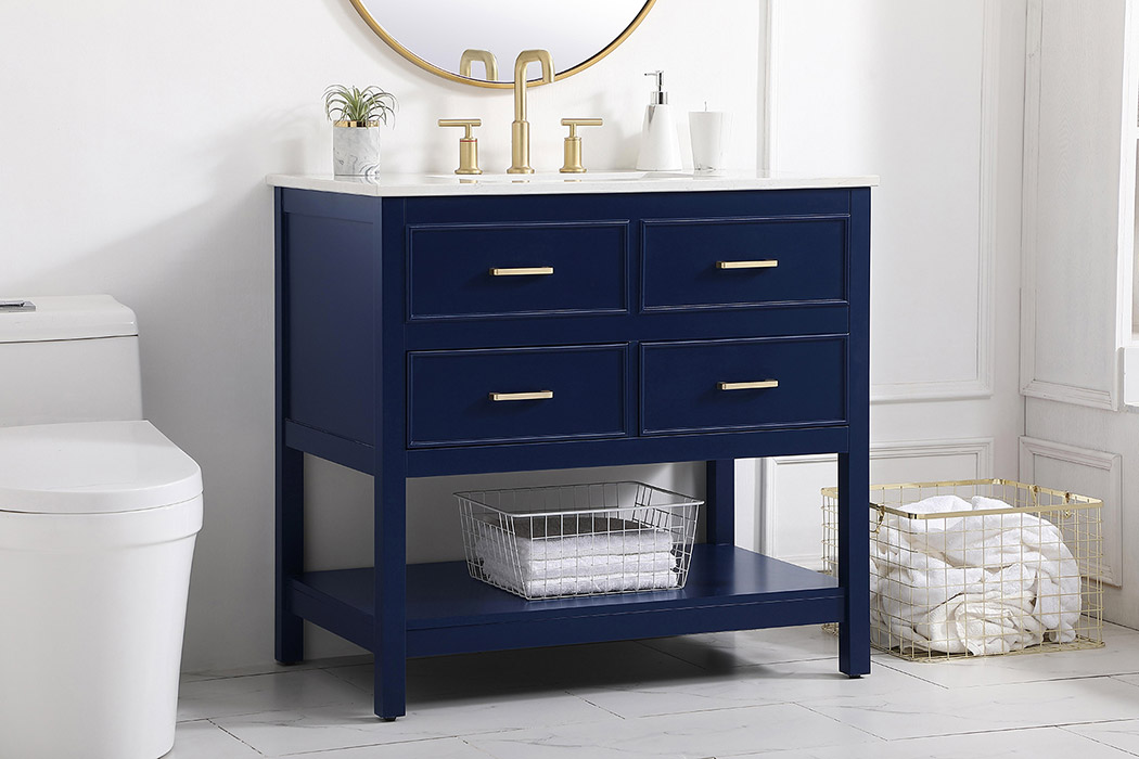 Elegant Bathroom Vanity - Blue (VF19036BL)