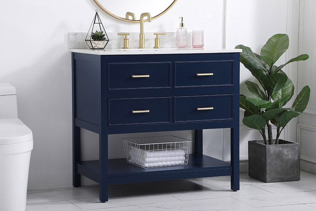 Elegant Bathroom Vanity - Blue (VF19036BL-BS)