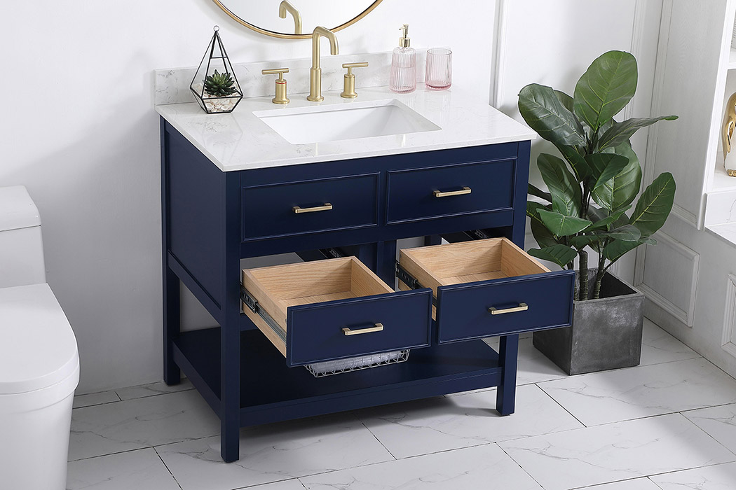 Elegant Bathroom Vanity - Blue (VF19036BL-BS)