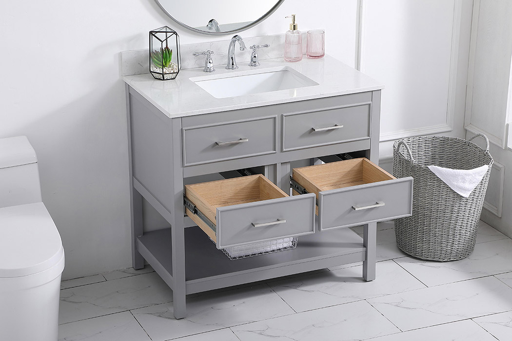 Elegant Bathroom Vanity - Gray (VF19036GR-BS)