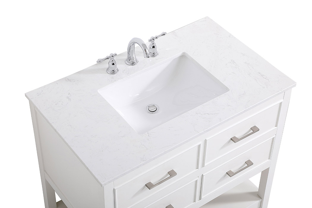 Elegant Bathroom Vanity - White (VF19036WH)