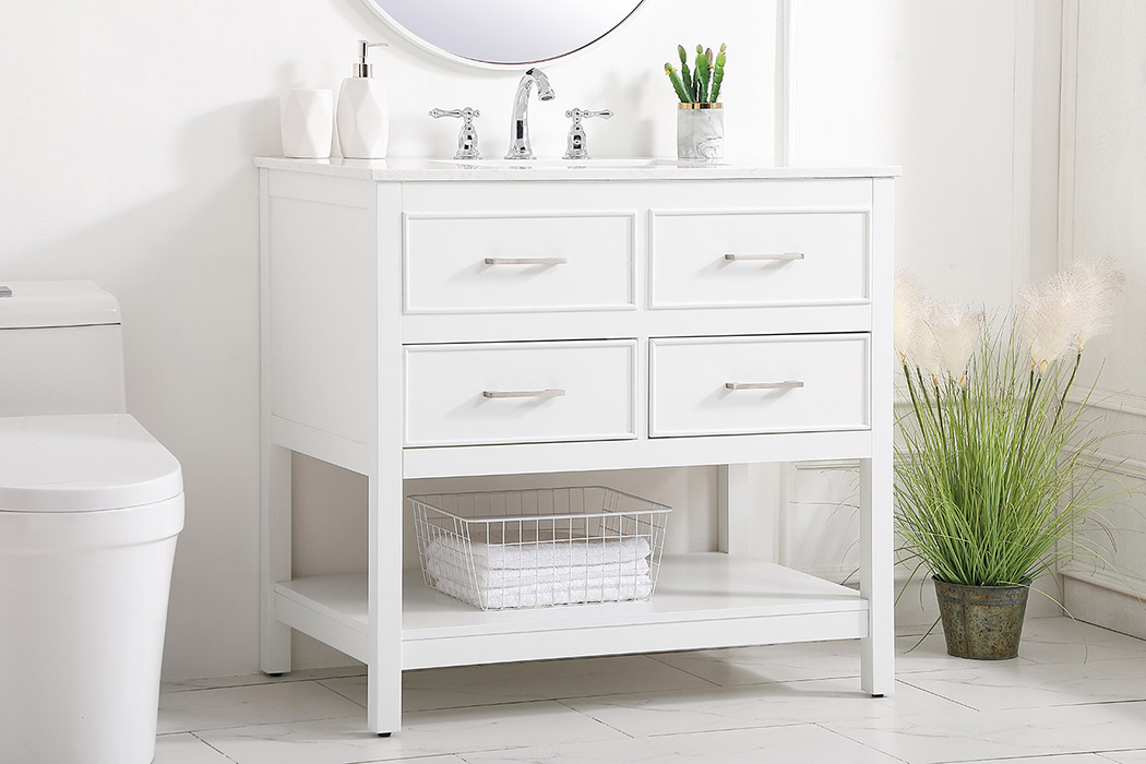 Elegant Bathroom Vanity - White (VF19036WH)