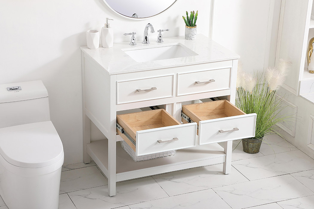 Elegant Bathroom Vanity - White (VF19036WH)