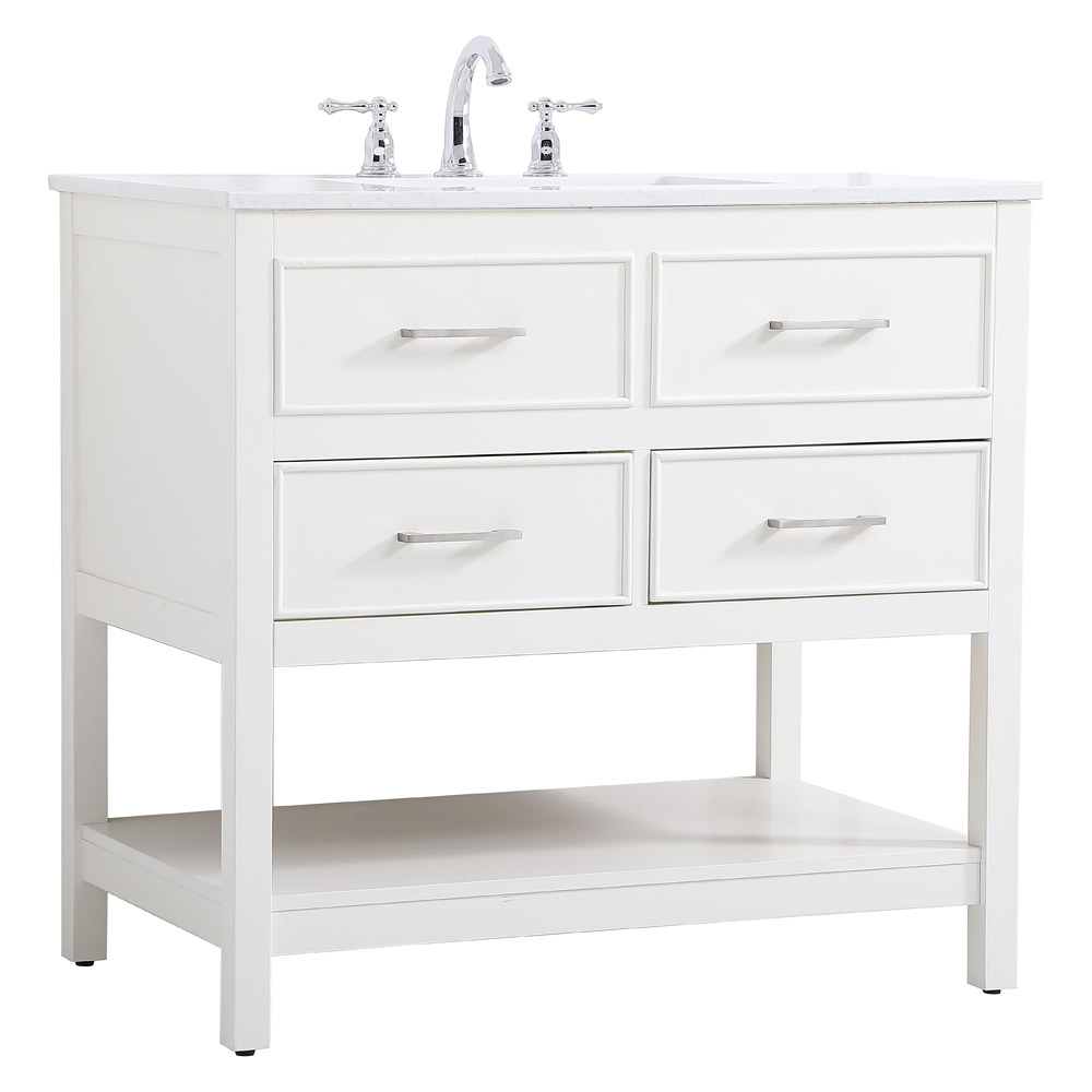 Elegant Bathroom Vanity - White (VF19036WH)