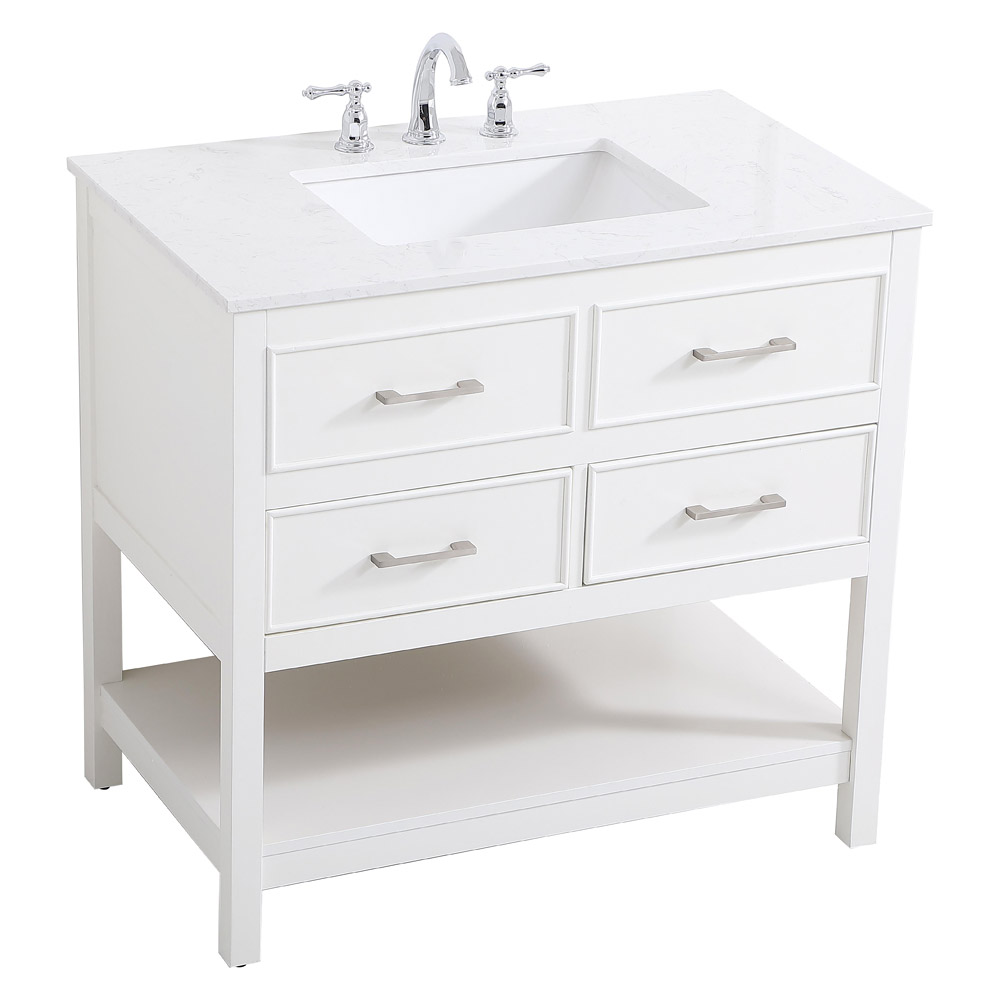 Elegant Bathroom Vanity - White (VF19036WH)