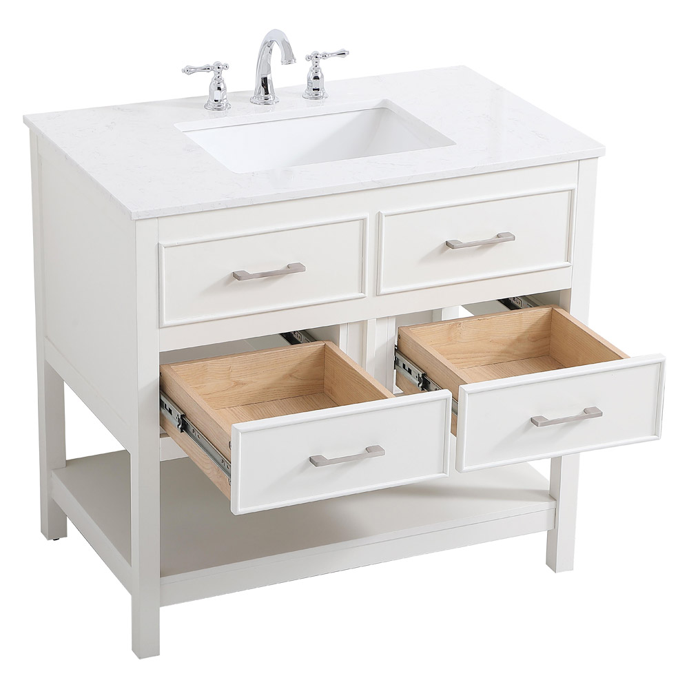 Elegant Bathroom Vanity - White (VF19036WH)