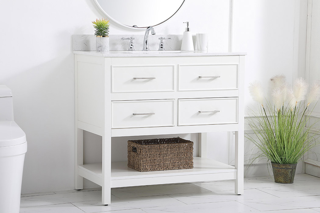 Elegant Bathroom Vanity - White (VF19036WH-BS)