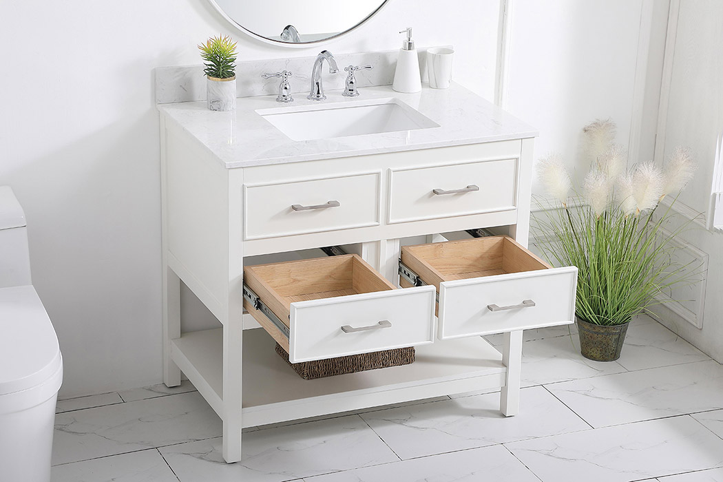 Elegant Bathroom Vanity - White (VF19036WH-BS)