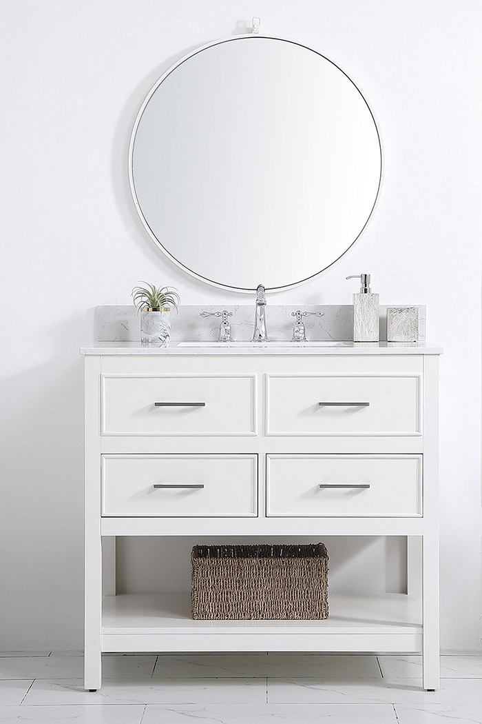 Elegant Bathroom Vanity - White (VF19036WH-BS)