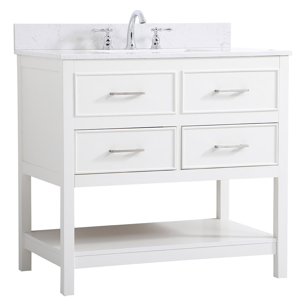 Elegant Bathroom Vanity - White (VF19036WH-BS)